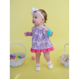 Purple Sunny Bunnies Knit Swing Top and Bloomer Set
