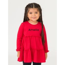Red Knit Ruffle Tiered Tunic