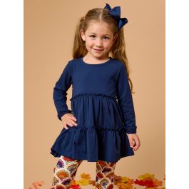 Dark Navy Knit Ruffle Tiered Tunic