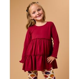 Dark Cherry Knit Ruffle Tiered Tunic