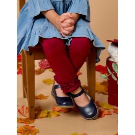 Dark Cherry Ruffle Leggings, with Signature Rear Ruffles