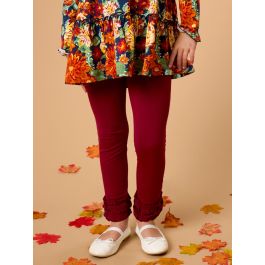 Dark Cherry Ruffle Leggings