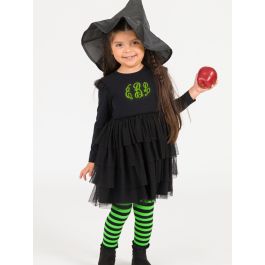 Black Flutter Tulle Long Sleeve Twirl Dress