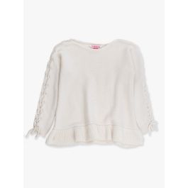 Ivory Ruffle Hem Lace Up Sweater