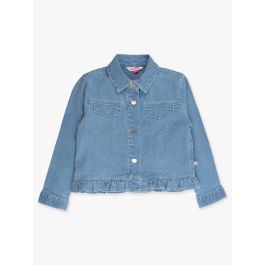 Light Wash Stretch Denim Ruffle Jacket