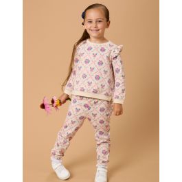 Heather Oatmeal Bouquets Flutter Sweatshirt Jogger Set