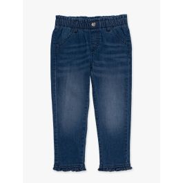 Medium Wash Ruffle Straight Jeans