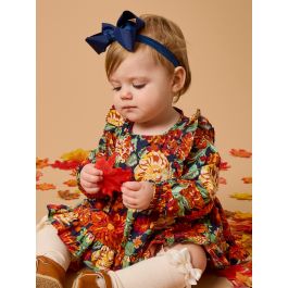 Autumn Blooms Woven Long Sleeve Waterfall Bow Swing Top & Bloomer Set