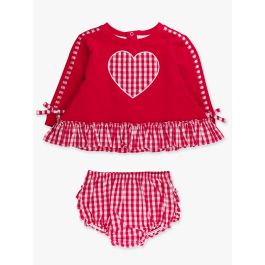 Heart Red Gingham Long Sleeve Sweatshirt Swing Top and Bloomer Set