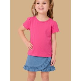 Light Wash Stretch Denim Ruffle Skort