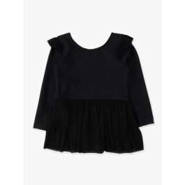 Black Flutter Long Sleeve Leotard