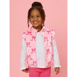 Hot Pink Bows Ruffle Marshmallow Fleece Vest