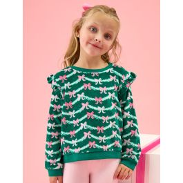 Emerald Tinsel Tidings Velour Flutter Sweatshirt