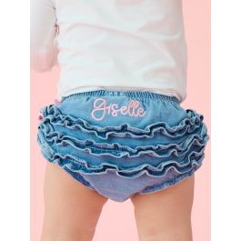 Light Wash Stretch Denim RuffleButt Bloomer