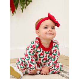 Deck The Halls Knit Long Sleeve Ruffle Full Length Romper