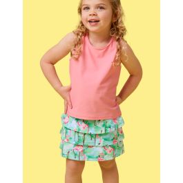 Green Vibrant Flamingo Active Skort