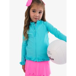 Bright Aqua Active Full Zip Ruffle Jacket