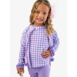 Wisteria Purple Gingham Active Full Zip Ruffle Jacket