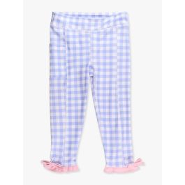 Periwinkle Blue Gingham Active Pocket Ruffle Legging