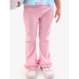 Pink Active Flared Ruffle Hem Pants