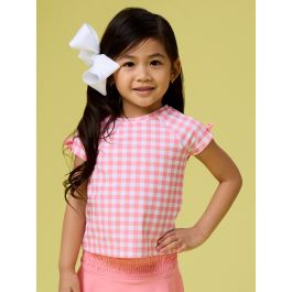 Bubblegum Pink Gingham Active Raglan Bow Shirt