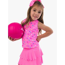 Neon Pink Colorful Hearts Active Tank Top