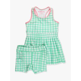 Spring Green Gingham Active Dress & Bike Short Set