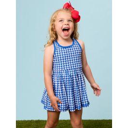 Varsity Blue Houndstooth Active Dress & Bike Short Set