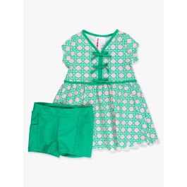 Pink Coastal Cane Active Short Sleeve Bow Dress & Bike Short Set