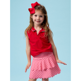Red Sleeveless Polo Active Top