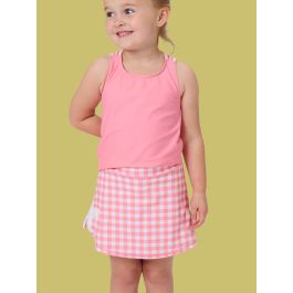 Bubblegum Pink Gingham Active Bow Skort