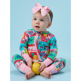 Picnic Party Convertible Ruffle One Piece Pajama, Bamboo Viscose
