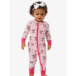 Pink Batter Up Convertible Ruffle One Piece Pajama, Bamboo Viscose
