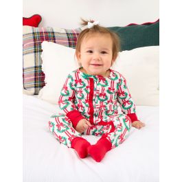 Deck The Halls Convertible Ruffle One Piece Pajama, Bamboo Viscose
