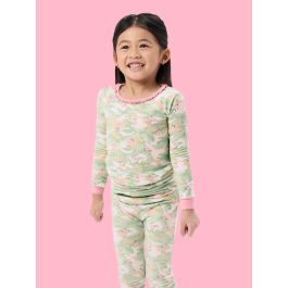 Sage Blossom Camo Toddler Ruffle Long Sleeve Pajama Set, Modal Blend