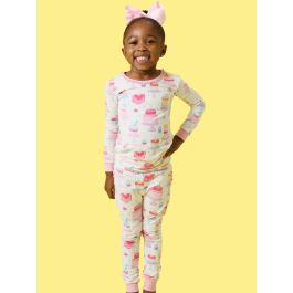 Cake Party Toddler Ruffle Long Sleeve Pajama Set, Modal Blend