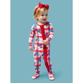 Red, White, & Blueberry Ruffle One Piece Footie Pajamas, Modal Blend