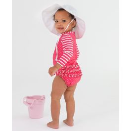 Hot Pink Heart Long Sleeve One Piece Rash Guard