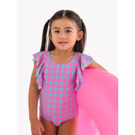 Neon Sorbet Cane Butterfly Sleeve One Piece Swimsuit