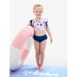 Pink Sweet Sails Butterfly Tankini 2-Piece Swimsuit, with Signature Rear Ruffles
