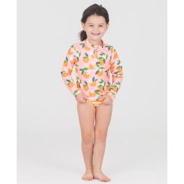 Orange You The Sweetest Long Sleeve Zipper Rash Guard Bikini