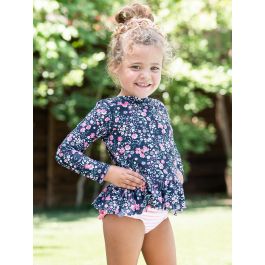 Moonlit Meadow Scalloped Long Sleeve Rash Guard 2-Piece