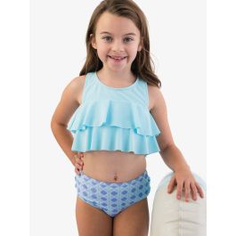 Periwinkle Blue Coastal Cane Flounce Bikini 2-Piece Swimsuit, with Signature Rear Ruffles