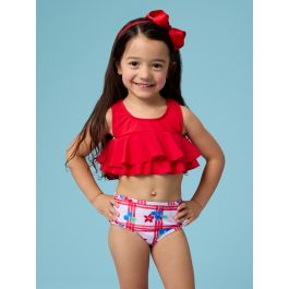 Red, White, & Blueberry Flounce Bikini 2-Piece Swimsuit, with Signature Rear Ruffles