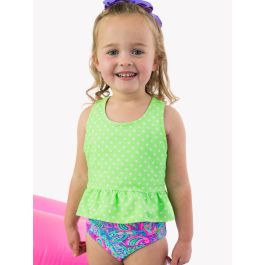 Neon Paisley Pop Reversible Peplum Tankini 2-Piece Swimsuit