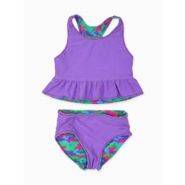 Neon Camo Reversible Peplum Tankini 2-Piece Swimsuit