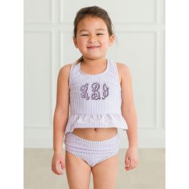 Lavender Seersucker Peplum Tankini 2-Piece Swimsuit, with Signature Rear Ruffles