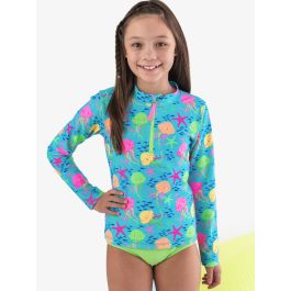 Neon Jelly Time Long Sleeve Zipper Rash Guard 2-Piece Swimsuit