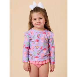 Howdy Darlin’ Flutter Long Sleeve Rash Guard Skirted 2-Piece Swimsuit