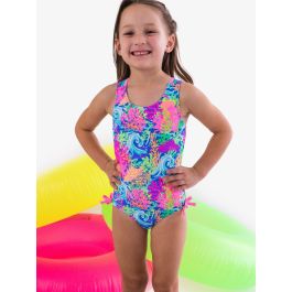 Neon Ocean Coral Cross-Back One Piece Swimsuit